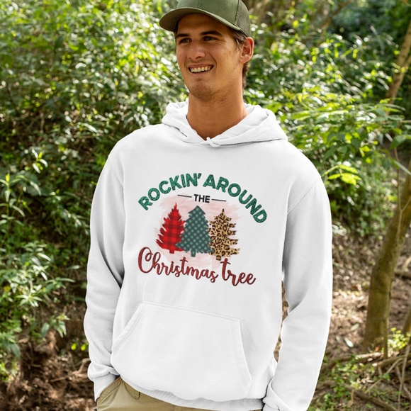 ROCKING AROUND IN CHRISTMAS TREE UNISEX CUSTOM HOODIE - Picture 4 of 4